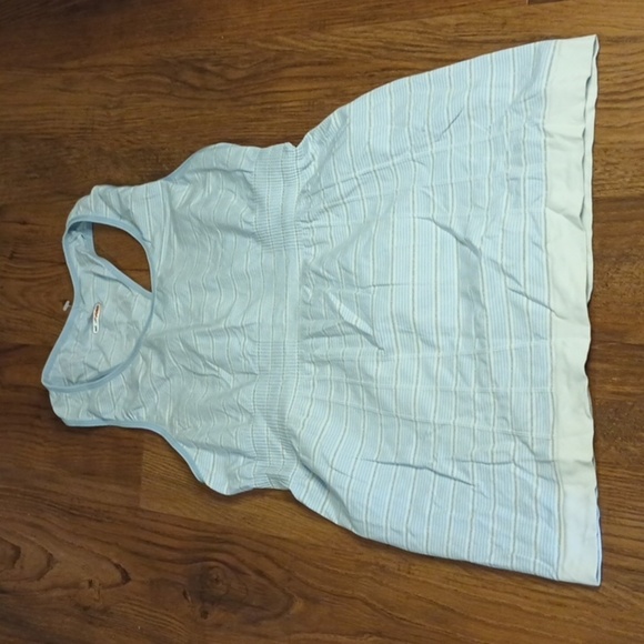 Lululemon Light Blue Silver Glitter Stripe Fitted Waist Tank Top QQQ - Picture 1 of 6